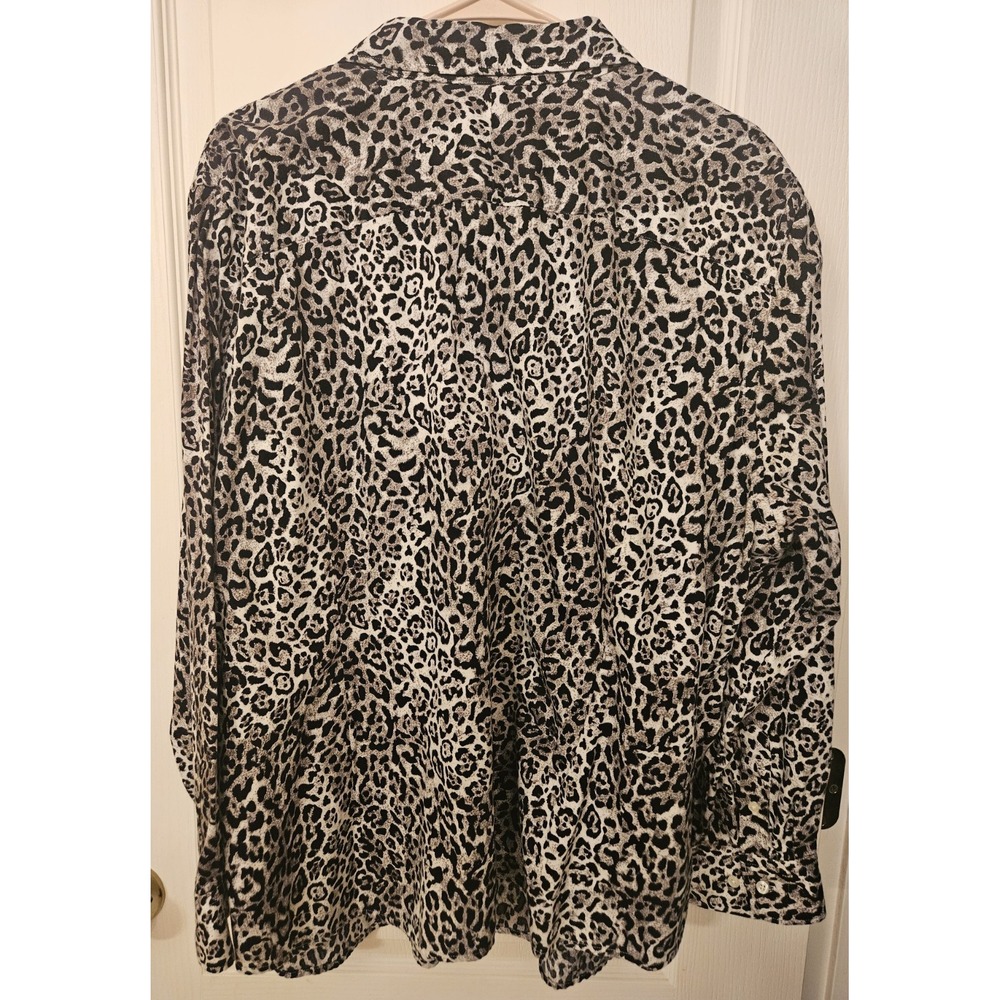 Chaps Animal Print Womens 3X Button Down Top Mob Wife Career Work - Picture 2 of 4